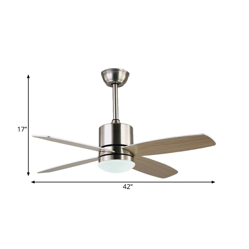 Nickle LED Hanging Fan Light Modernist Acrylic Circle 4 Wood Blades Semi Flush Mount Lighting for Living Room, 42" W Clearhalo 'Ceiling Fans with Lights' 'Ceiling Fans' 'Modern Ceiling Fans' 'Modern' Lighting' 403626