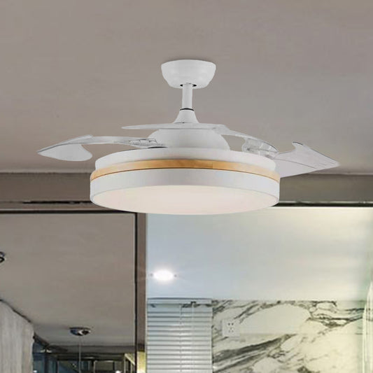 42" W Acrylic White Ceiling Fan Light Circular LED Minimalist Semi Flushmount with 4 Clear Blades for Living Room White Clearhalo 'Ceiling Fans with Lights' 'Ceiling Fans' 'Modern Ceiling Fans' 'Modern' Lighting' 403639