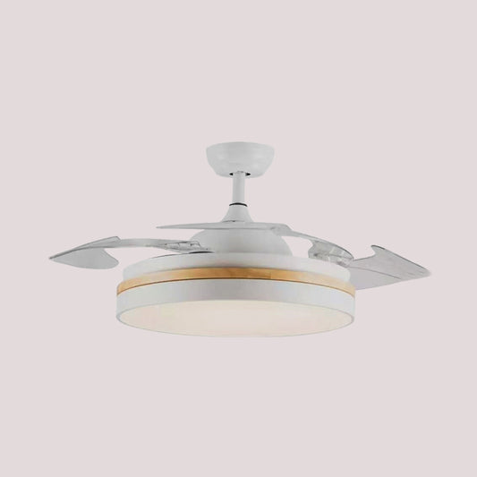 42" W Acrylic White Ceiling Fan Light Circular LED Minimalist Semi Flushmount with 4 Clear Blades for Living Room Clearhalo 'Ceiling Fans with Lights' 'Ceiling Fans' 'Modern Ceiling Fans' 'Modern' Lighting' 403642