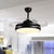 42" Wide LED Round Semi Flush Mount Simple Black/White Finish Metal 3 Clear Blades Hanging Fan Light with Acrylic Shade Black Clearhalo 'Ceiling Fans with Lights' 'Ceiling Fans' 'Modern Ceiling Fans' 'Modern' Lighting' 403657