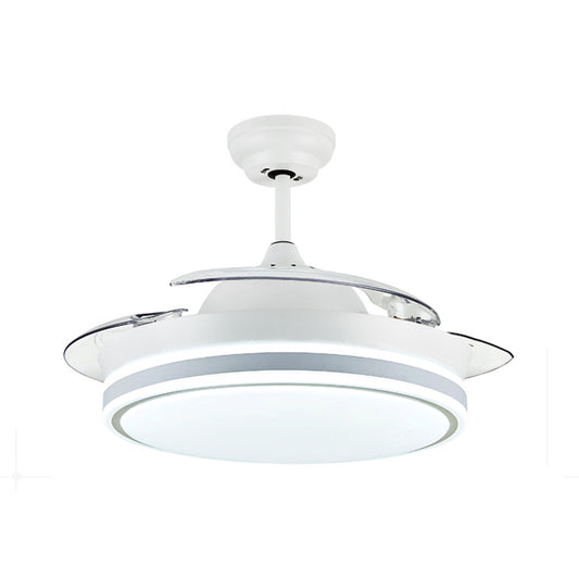 Contemporary Circular Ceiling Fan Lamp Acrylic 36"/42" Wide LED Semi Flush Mount Light in White/Black with 3 Blades, Remote Control Clearhalo 'Ceiling Fans with Lights' 'Ceiling Fans' 'Modern Ceiling Fans' 'Modern' Lighting' 403668