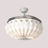 Acrylic Bowl 4 Blades Ceiling Fan Light Modernism Living Room LED Semi Flushmount in White with Wall/Remote Control, 36" Wide Clearhalo 'Ceiling Fans with Lights' 'Ceiling Fans' 'Modern Ceiling Fans' 'Modern' Lighting' 403688