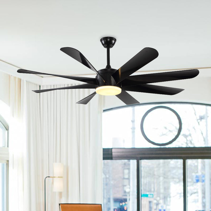 Modernist Circle Semi Flush Lighting Acrylic 8 Blades LED Hanging Fan Lamp in Black, 60" Wide Black Clearhalo 'Ceiling Fans with Lights' 'Ceiling Fans' 'Modern Ceiling Fans' 'Modern' Lighting' 403690