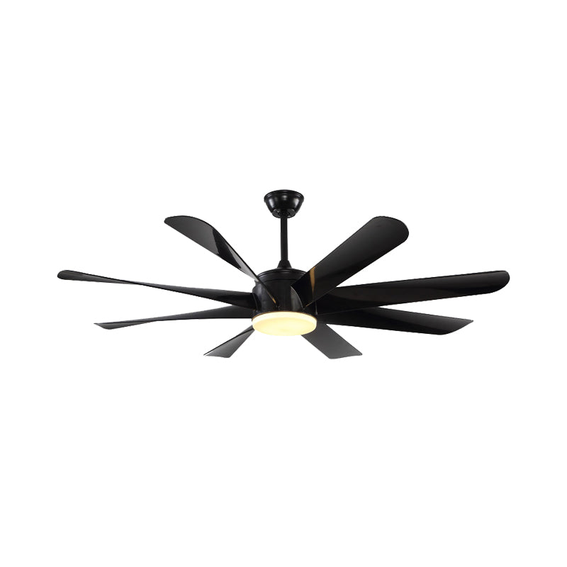 Modernist Circle Semi Flush Lighting Acrylic 8 Blades LED Hanging Fan Lamp in Black, 60" Wide Clearhalo 'Ceiling Fans with Lights' 'Ceiling Fans' 'Modern Ceiling Fans' 'Modern' Lighting' 403692