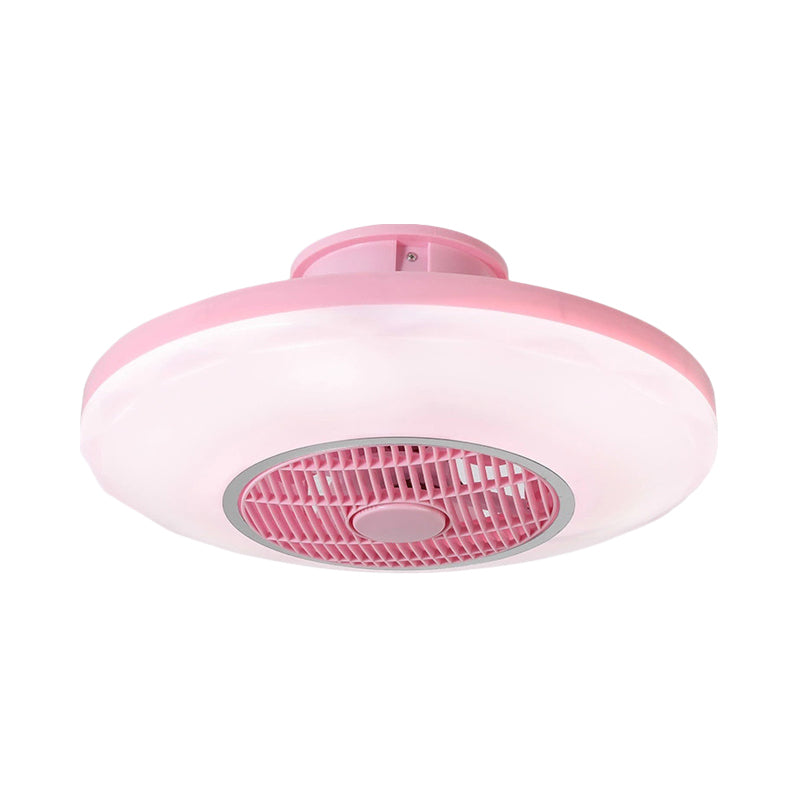 Modern LED Hanging Fan Lighting White/Pink/Blue Oval Flush Mounted Lamp with Acrylic Shade for Dining Room, 19.5" Wide Clearhalo 'Ceiling Fans with Lights' 'Ceiling Fans' 'Kids Ceiling Fans' 'Kids' Lighting' 403698
