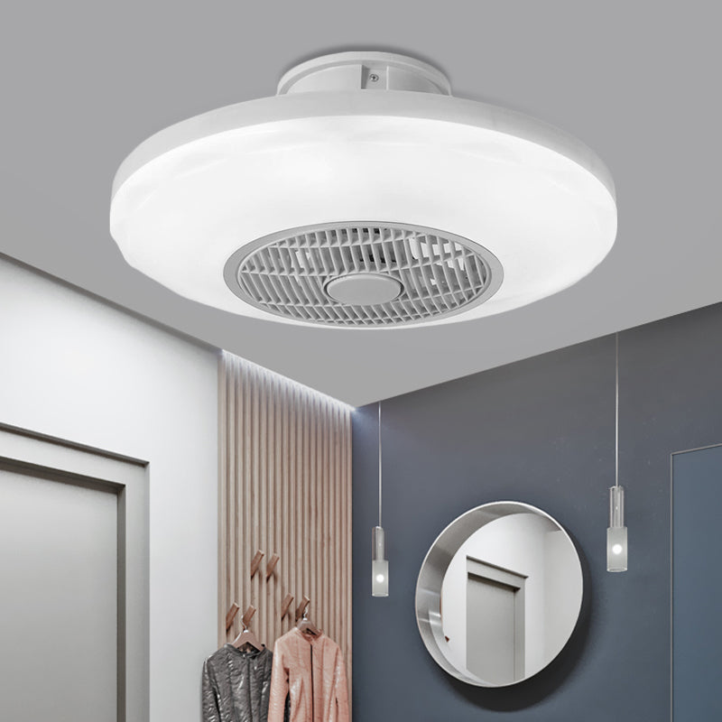 Modern LED Hanging Fan Lighting White/Pink/Blue Oval Flush Mounted Lamp with Acrylic Shade for Dining Room, 19.5" Wide White Clearhalo 'Ceiling Fans with Lights' 'Ceiling Fans' 'Kids Ceiling Fans' 'Kids' Lighting' 403700