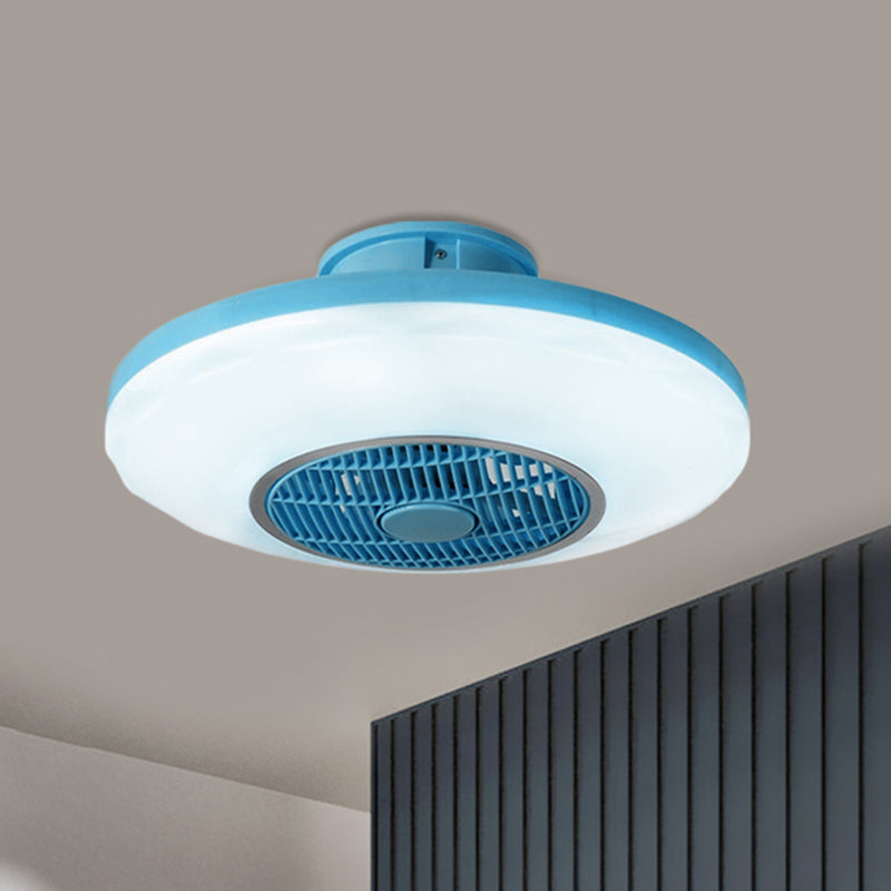 Modern LED Hanging Fan Lighting White/Pink/Blue Oval Flush Mounted Lamp with Acrylic Shade for Dining Room, 19.5" Wide Clearhalo 'Ceiling Fans with Lights' 'Ceiling Fans' 'Kids Ceiling Fans' 'Kids' Lighting' 403705
