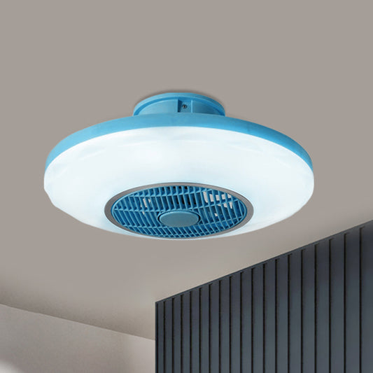 Modern LED Hanging Fan Lighting White/Pink/Blue Oval Flush Mounted Lamp with Acrylic Shade for Dining Room, 19.5" Wide Clearhalo 'Ceiling Fans with Lights' 'Ceiling Fans' 'Kids Ceiling Fans' 'Kids' Lighting' 403705