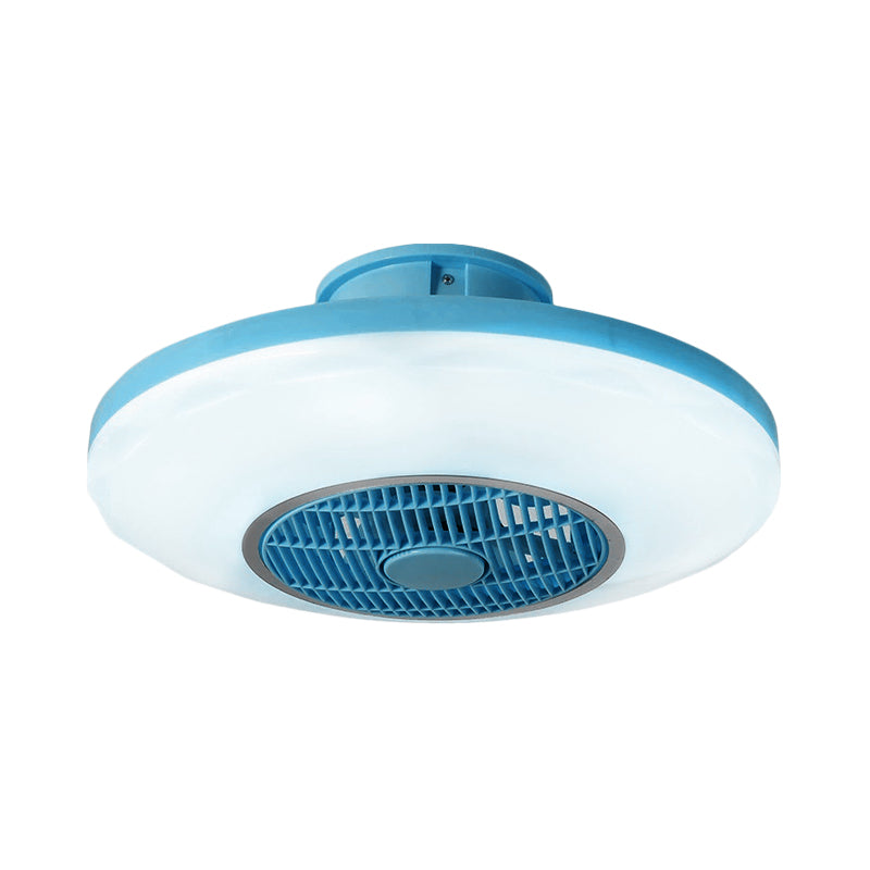 Modern LED Hanging Fan Lighting White/Pink/Blue Oval Flush Mounted Lamp with Acrylic Shade for Dining Room, 19.5" Wide Clearhalo 'Ceiling Fans with Lights' 'Ceiling Fans' 'Kids Ceiling Fans' 'Kids' Lighting' 403706