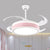 Metal Round Hanging Fan Light Simple Modern 4 Blades LED Semi Flush Mounted Lamp in Grey/Pink/Blue for Dining Room, 47" Wide Pink Clearhalo 'Ceiling Fans with Lights' 'Ceiling Fans' 'Kids Ceiling Fans' 'Kids' Lighting' 403728