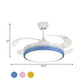 Circular Acrylic Semi Flush Ceiling Lamp Modern Pink/Blue/Yellow 42.5" W LED Hanging Pendant Fan Light for Bedroom with 4 Clear Blades Clearhalo 'Ceiling Fans with Lights' 'Ceiling Fans' 'Kids Ceiling Fans' 'Kids' Lighting' 403735
