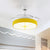 Minimalist Round Semi Flushmount Acrylic Bedroom LED Hanging Fan Light Fixture in Yellow with 3 Clear Blades, 42" Wide Yellow Clearhalo 'Ceiling Fans with Lights' 'Ceiling Fans' 'Kids Ceiling Fans' 'Kids' Lighting' 403782