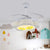 42" Wide LED Bedroom Semi Flushmount Nordic Kids Style White 3 Blades Pendant Fan Light with Floral Shape Metallic Shade White Clearhalo 'Ceiling Fans with Lights' 'Ceiling Fans' 'Kids Ceiling Fans' 'Kids' Lighting' 403841