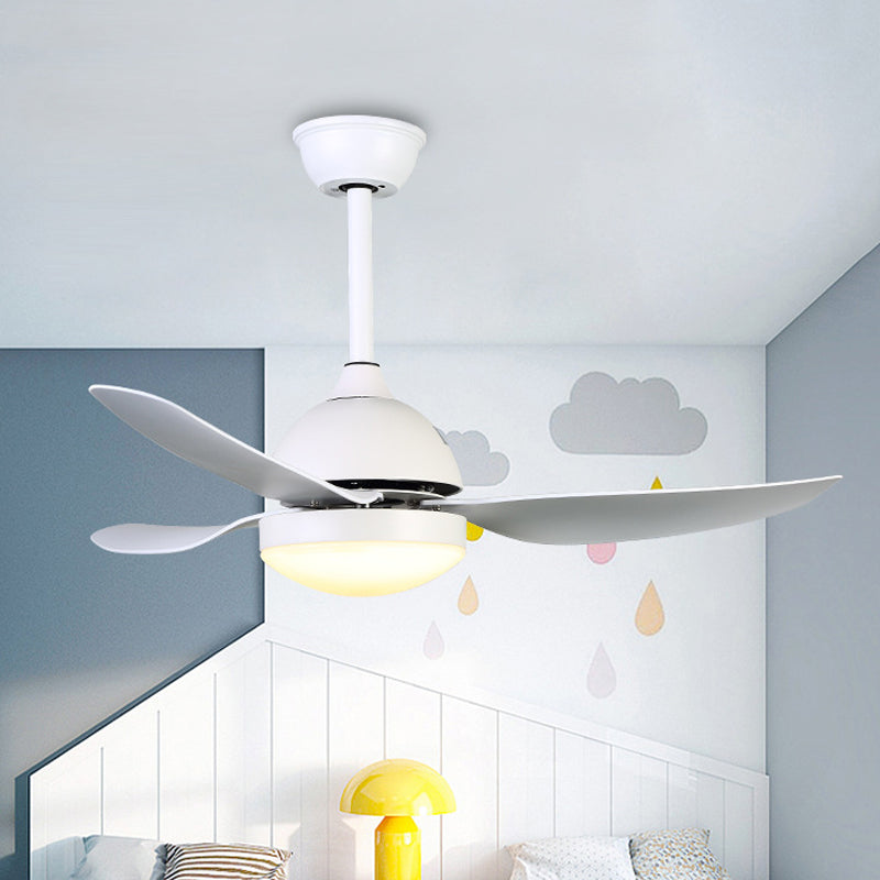 42" Wide Pine Cone Metal Hanging Fan Light Modernist White/Blue LED Semi Flush Mounted Lamp with 3 Blades White Clearhalo 'Ceiling Fans with Lights' 'Ceiling Fans' 'Kids Ceiling Fans' 'Kids' Lighting' 403867