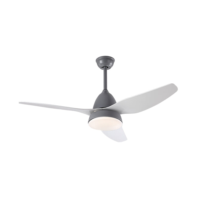 Modern 50" W LED Ceiling Fan Lighting with Acrylic Shade Grey/Yellow/Green Cone Semi Flush Lamp over Dining Table, 3 White Blades Clearhalo 'Ceiling Fans with Lights' 'Ceiling Fans' 'Kids Ceiling Fans' 'Kids' Lighting' 403877