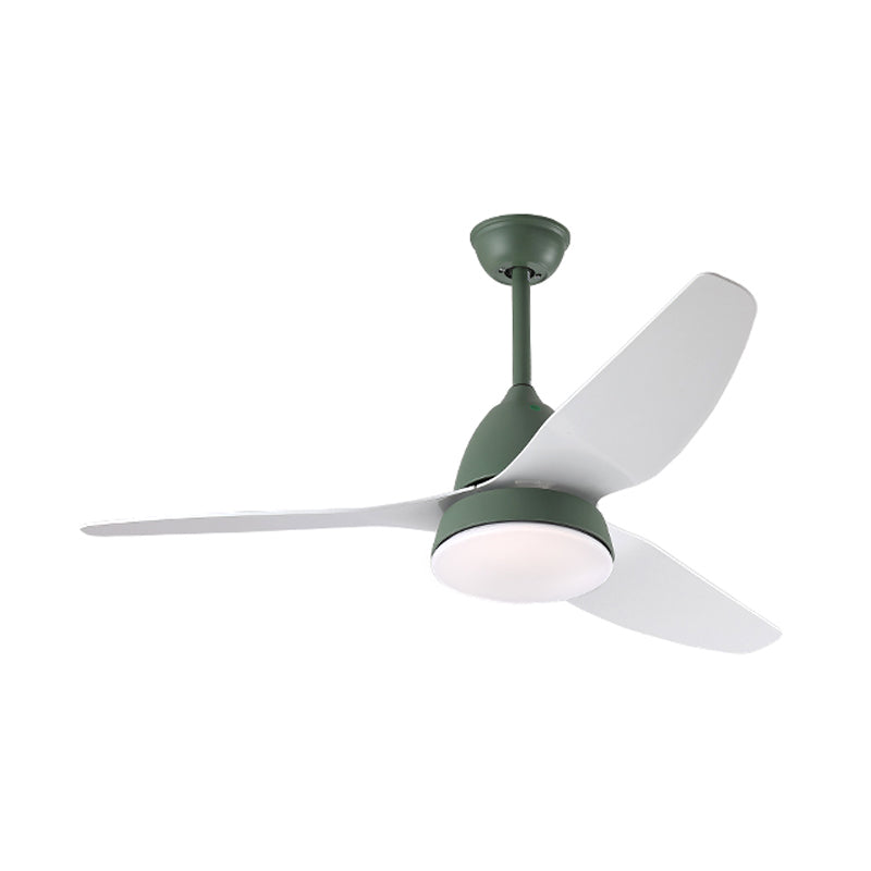 Modern 50" W LED Ceiling Fan Lighting with Acrylic Shade Grey/Yellow/Green Cone Semi Flush Lamp over Dining Table, 3 White Blades Clearhalo 'Ceiling Fans with Lights' 'Ceiling Fans' 'Kids Ceiling Fans' 'Kids' Lighting' 403880