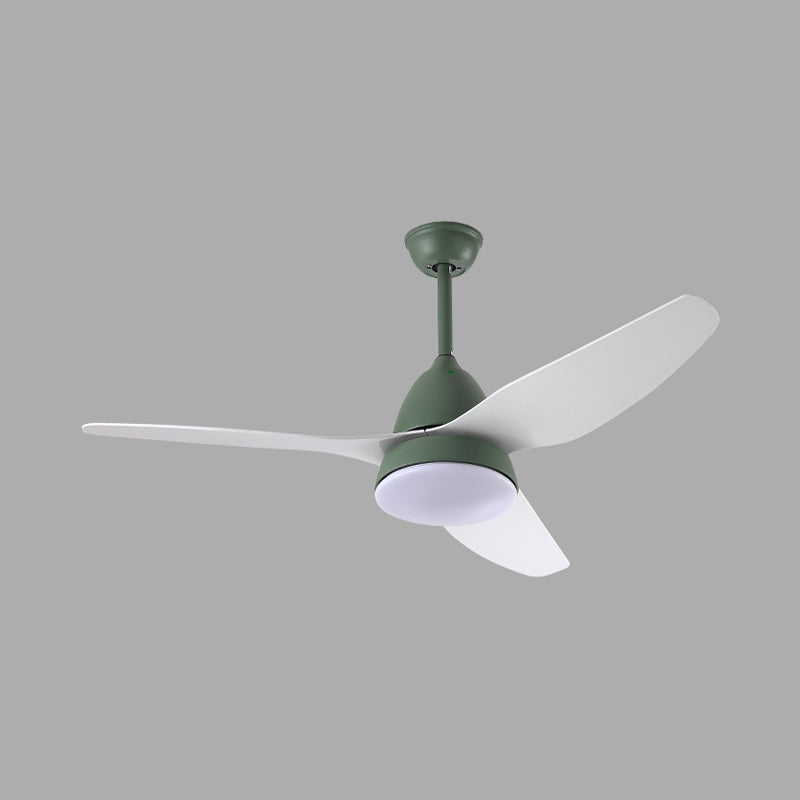 Modern 50" W LED Ceiling Fan Lighting with Acrylic Shade Grey/Yellow/Green Cone Semi Flush Lamp over Dining Table, 3 White Blades Clearhalo 'Ceiling Fans with Lights' 'Ceiling Fans' 'Kids Ceiling Fans' 'Kids' Lighting' 403881