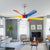 Contemporary Sputnik Pendant Fan Lamp Acrylic Living Room 60" Wide LED Semi Flush Light Fixture in Yellow with 8 Colorful Blades Yellow Clearhalo 'Ceiling Fans with Lights' 'Ceiling Fans' 'Kids Ceiling Fans' 'Kids' Lighting' 403941