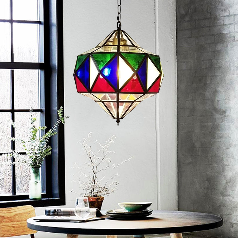 Colorful Glass Brass Chandelier Top Shape 3 Lights Arab Hanging Ceiling Light with Adjustable Chain Clearhalo 'Ceiling Lights' 'Chandeliers' Lighting' options 403966