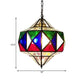 Colorful Glass Brass Chandelier Top Shape 3 Lights Arab Hanging Ceiling Light with Adjustable Chain Clearhalo 'Ceiling Lights' 'Chandeliers' Lighting' options 403968