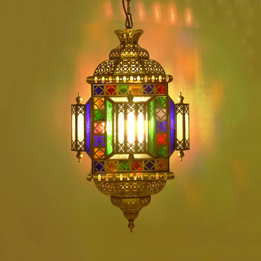 Metallic Castle Suspension Light Art Deco 4-Head Corridor Chandelier Hanging Lamp in Brass Clearhalo 'Ceiling Lights' 'Chandeliers' Lighting' options 403982