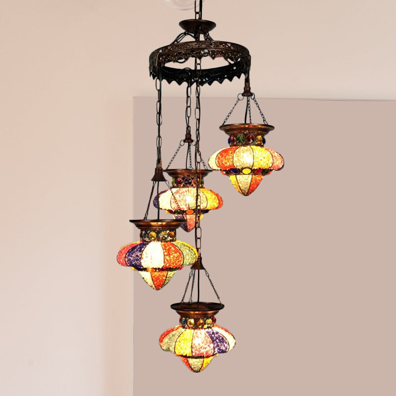 4/6 Lights Metal Chandelier Light Fixture Antique Copper Urn Shape Dining Room Suspension Lighting 4 Copper Clearhalo 'Ceiling Lights' 'Chandeliers' Lighting' options 404022_e59872ca-2f23-47b3-9abe-595891d30a06
