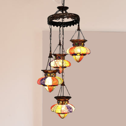 4/6 Lights Metal Chandelier Light Fixture Antique Copper Urn Shape Dining Room Suspension Lighting 4 Copper Clearhalo 'Ceiling Lights' 'Chandeliers' Lighting' options 404022_e59872ca-2f23-47b3-9abe-595891d30a06
