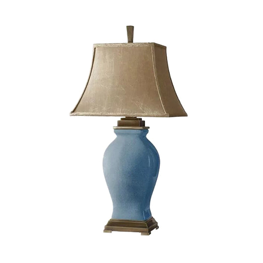 1 Bulb Bedside Table Light Modernist Blue Small Desk Lamp with Flared Fabric Shade Clearhalo 'Lamps' 'Table Lamps' Lighting' 404517