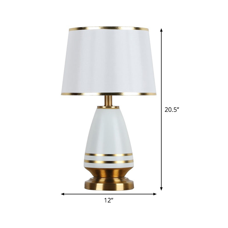 Conical Shade Nightstand Lamp Contemporary Fabric 1 Head Reading Book Light in White Clearhalo 'Lamps' 'Table Lamps' Lighting' 404591