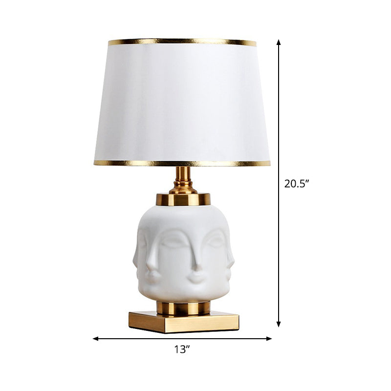 1 Bulb Living Room Desk Lamp Nordic White Task Lighting with Flared Fabric Shade Clearhalo 'Lamps' 'Table Lamps' Lighting' 404596