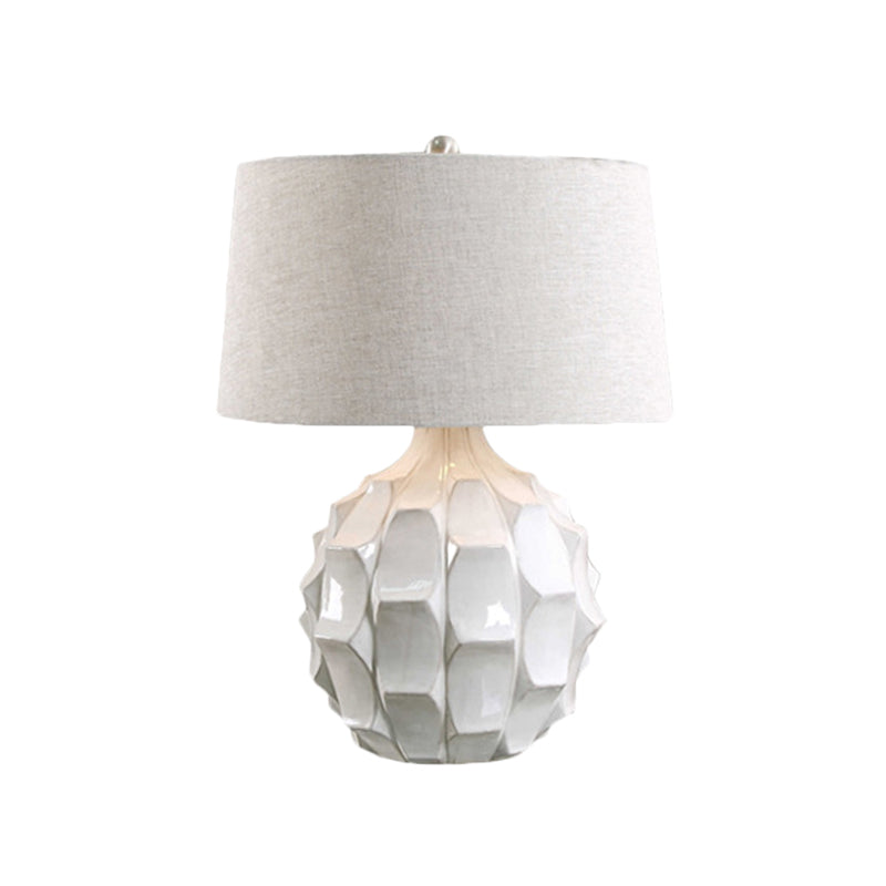 Fabric Tapered Table Light Modernist 1 Bulb Small Desk Lamp in White for Bedroom Clearhalo 'Lamps' 'Table Lamps' Lighting' 404613