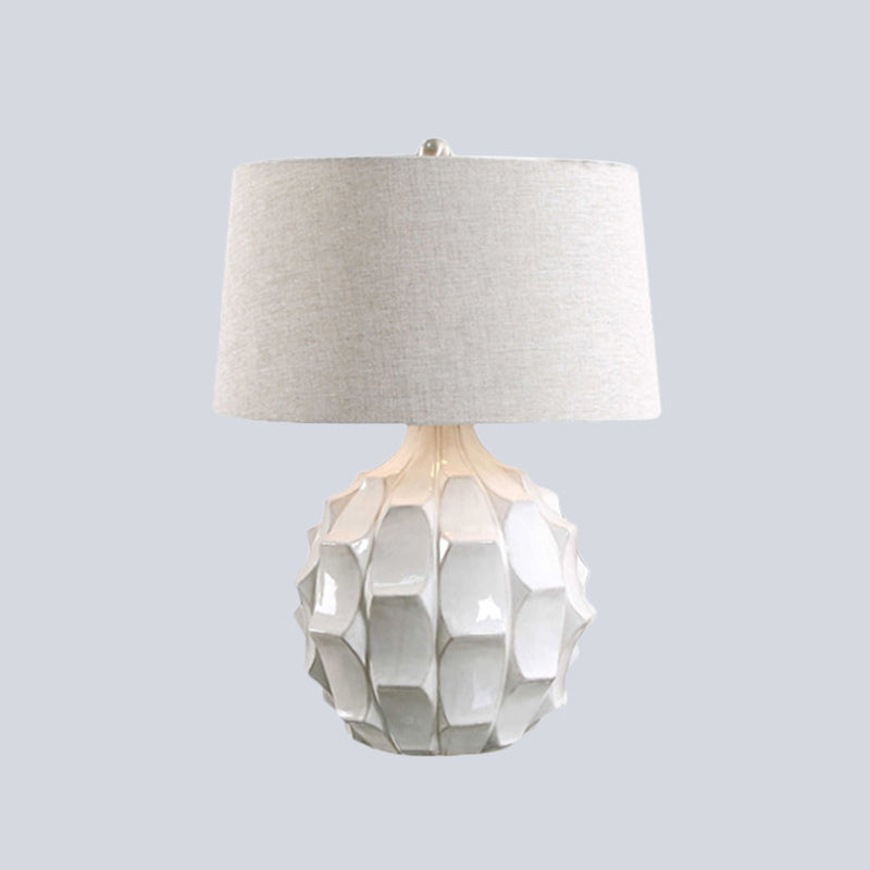 Fabric Tapered Table Light Modernist 1 Bulb Small Desk Lamp in White for Bedroom Clearhalo 'Lamps' 'Table Lamps' Lighting' 404614