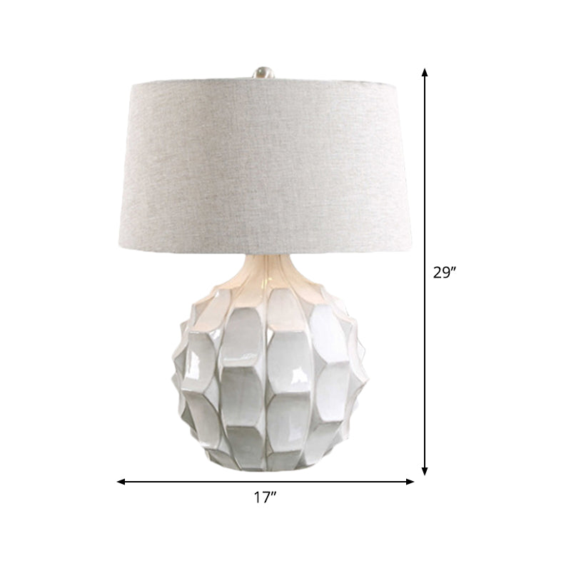 Fabric Tapered Table Light Modernist 1 Bulb Small Desk Lamp in White for Bedroom Clearhalo 'Lamps' 'Table Lamps' Lighting' 404615