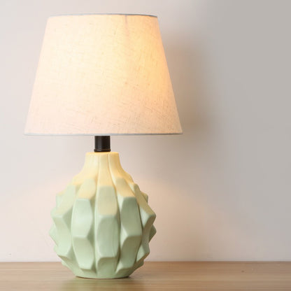 Wide Flare Nightstand Lamp Contemporary Fabric 1 Bulb Reading Book Light in Blue Green Clearhalo 'Lamps' 'Table Lamps' Lighting' 404616