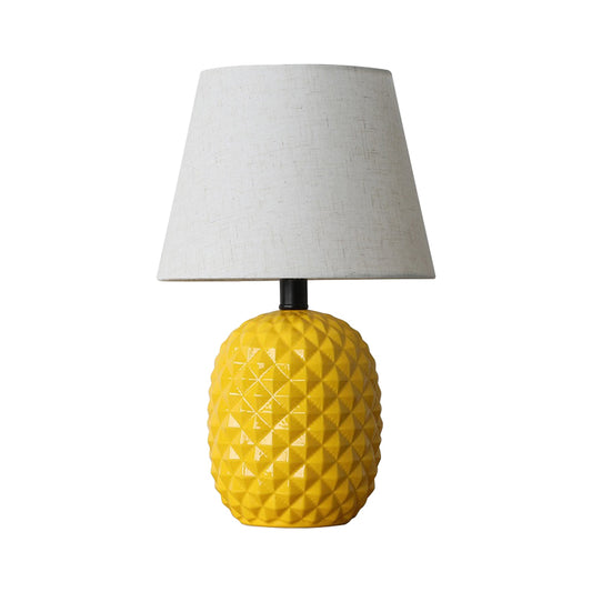 1 Bulb Living Room Table Light Modern Yellow Small Desk Lamp with Flare Fabric Shade Clearhalo 'Lamps' 'Table Lamps' Lighting' 404633