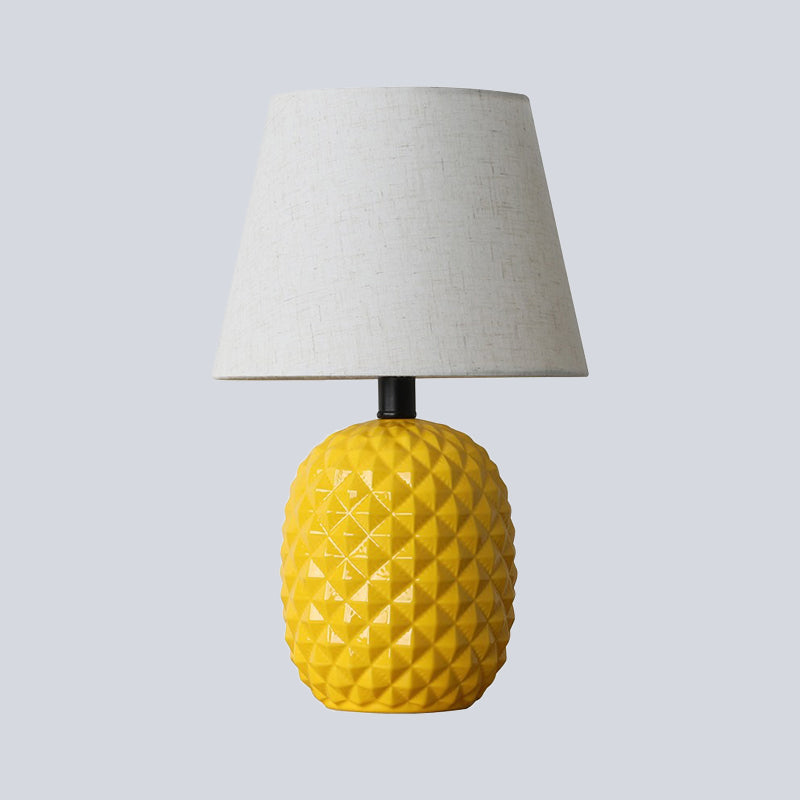 1 Bulb Living Room Table Light Modern Yellow Small Desk Lamp with Flare Fabric Shade Clearhalo 'Lamps' 'Table Lamps' Lighting' 404634
