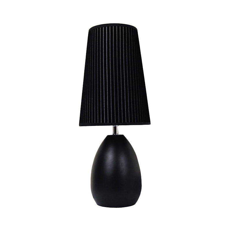 Teardrop Metal Desk Light Modern 1 Head Black Night Table Lamp with Fabric Shade Clearhalo 'Lamps' 'Table Lamps' Lighting' 404638