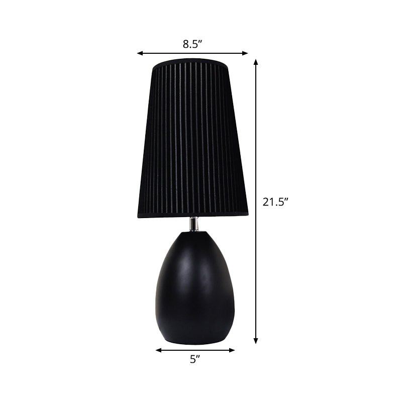 Teardrop Metal Desk Light Modern 1 Head Black Night Table Lamp with Fabric Shade Clearhalo 'Lamps' 'Table Lamps' Lighting' 404640