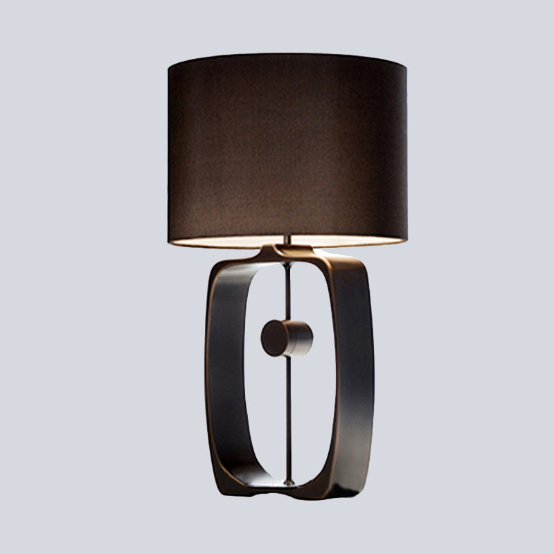 Fabric Cylinder Task Light Modernism 1 Head Black Night Table Lamp with ...