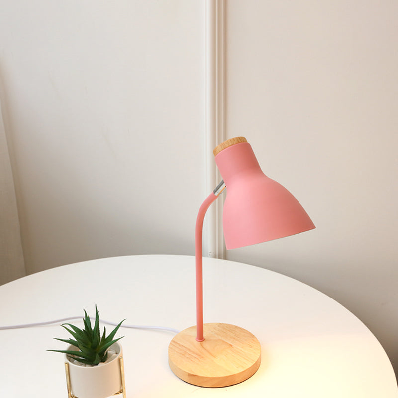 Wide Flare Table Light Macaron Metal 1 Bulb Pink/Yellow Small Desk Lamp with Rotating Node Clearhalo 'Lamps' 'Table Lamps' Lighting' 404684