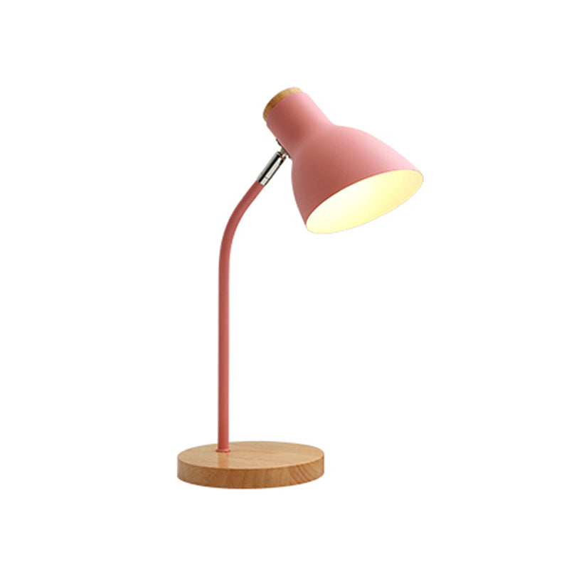 Wide Flare Table Light Macaron Metal 1 Bulb Pink/Yellow Small Desk Lamp with Rotating Node Clearhalo 'Lamps' 'Table Lamps' Lighting' 404685