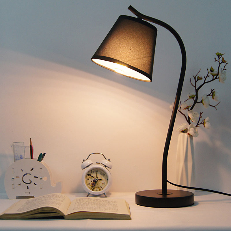 Library Study Light Contemporary 1 Bulb Study Lamp White/Black Tapered Reading Book Light ...