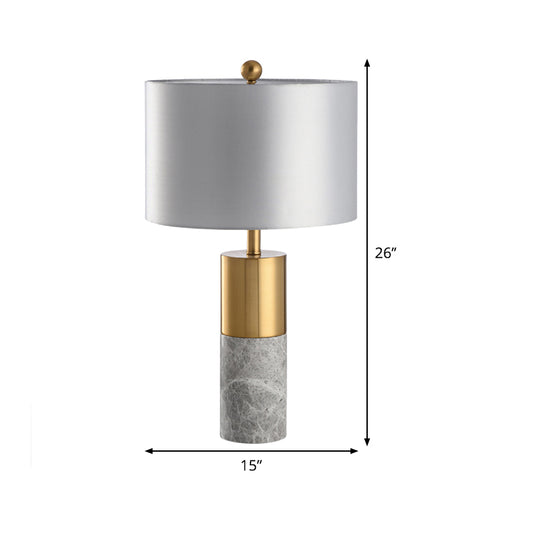 Contemporary 1 Bulb Task Lamp Grey Cylinder Reading Book Light with Fabric Shade Clearhalo 'Lamps' 'Table Lamps' Lighting' 404743