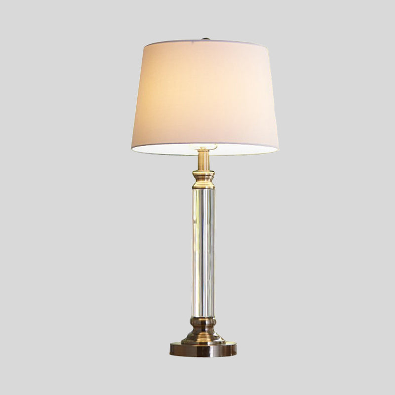 Contemporary 1 Bulb Table Light Gold Tapered Drum Small Desk Lamp with Fabric Shade Clearhalo 'Lamps' 'Table Lamps' Lighting' 404865