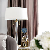 Drum Shade Task Light Modern Fabric 2 Bulbs Reading Lamp in Gold with Pull Chain Gold Clearhalo 'Lamps' 'Table Lamps' Lighting' 404867