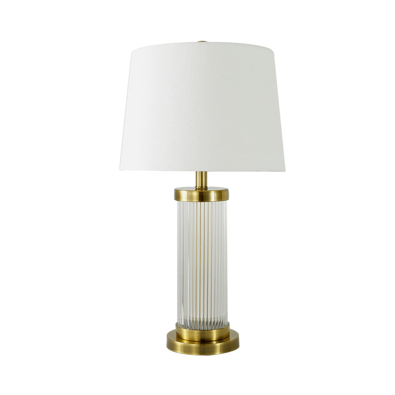 Contemporary 1 Bulb Table Light Gold Wide Flare Small Desk Lamp with Fabric Shade Clearhalo 'Lamps' 'Table Lamps' Lighting' 404914