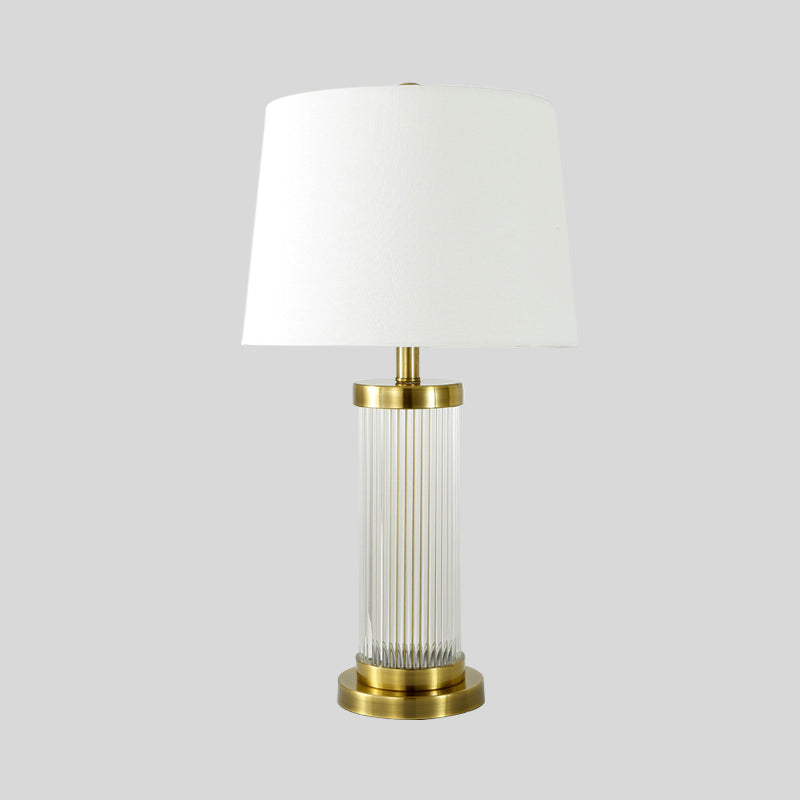 Contemporary 1 Bulb Table Light Gold Wide Flare Small Desk Lamp with Fabric Shade Clearhalo 'Lamps' 'Table Lamps' Lighting' 404915