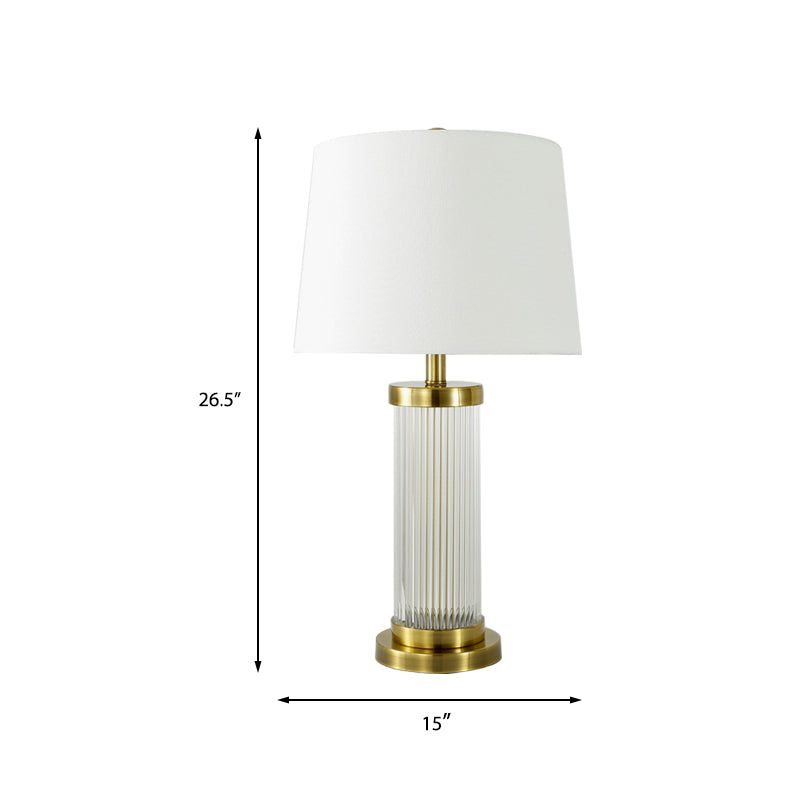 Contemporary 1 Bulb Table Light Gold Wide Flare Small Desk Lamp with Fabric Shade Clearhalo 'Lamps' 'Table Lamps' Lighting' 404916