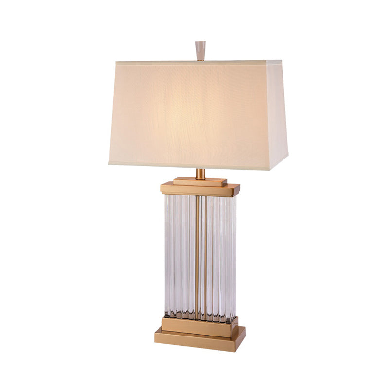 1 Head Rectangular Nightstand Lamp Modern Hand-Cut Crystal Reading Light in Gold Clearhalo 'Lamps' 'Table Lamps' Lighting' 404929
