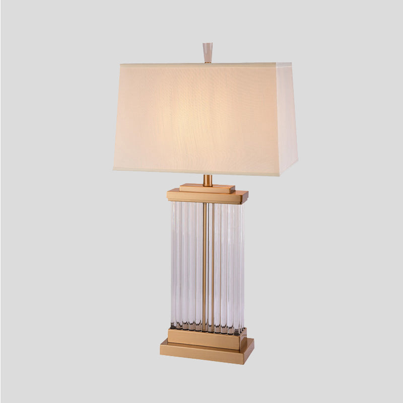 1 Head Rectangular Nightstand Lamp Modern Hand-Cut Crystal Reading Light in Gold Clearhalo 'Lamps' 'Table Lamps' Lighting' 404930